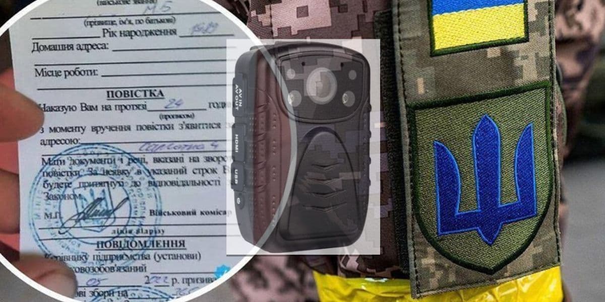 <em>Повістка та бодікамера. Фото: Донецький обласний ТЦК та СП / PDP SECUR</em>
