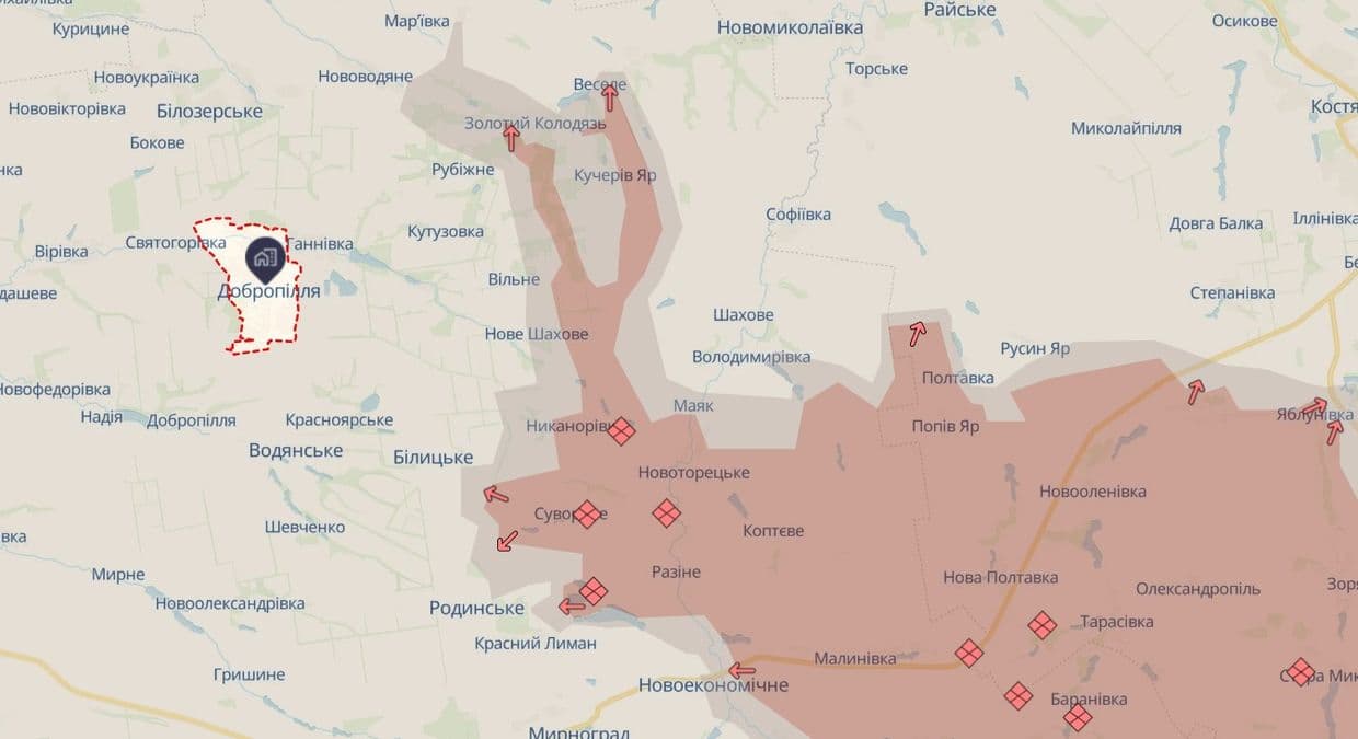 <em>Скриншот з мапи бойових дій deepstatemap.live, 14 серпня</em>