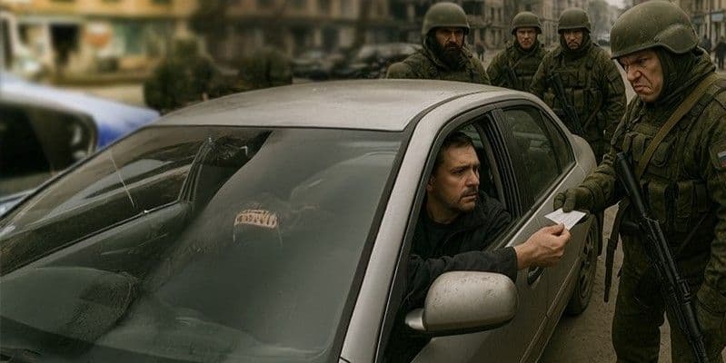 <em>Вручення повістки на блокпості. Фото: Центр національного спротиву</em>
