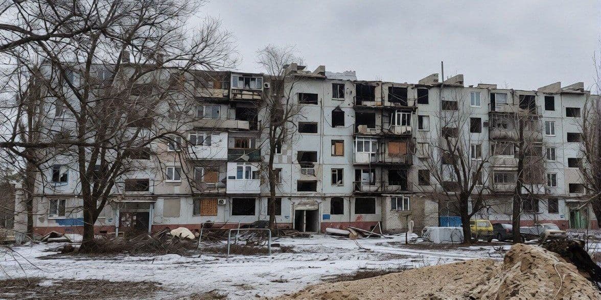 Постраждалий від війни будинок в окупованому Сіверськодонецьку, січень 2026 року. Фото з відкритих джерел