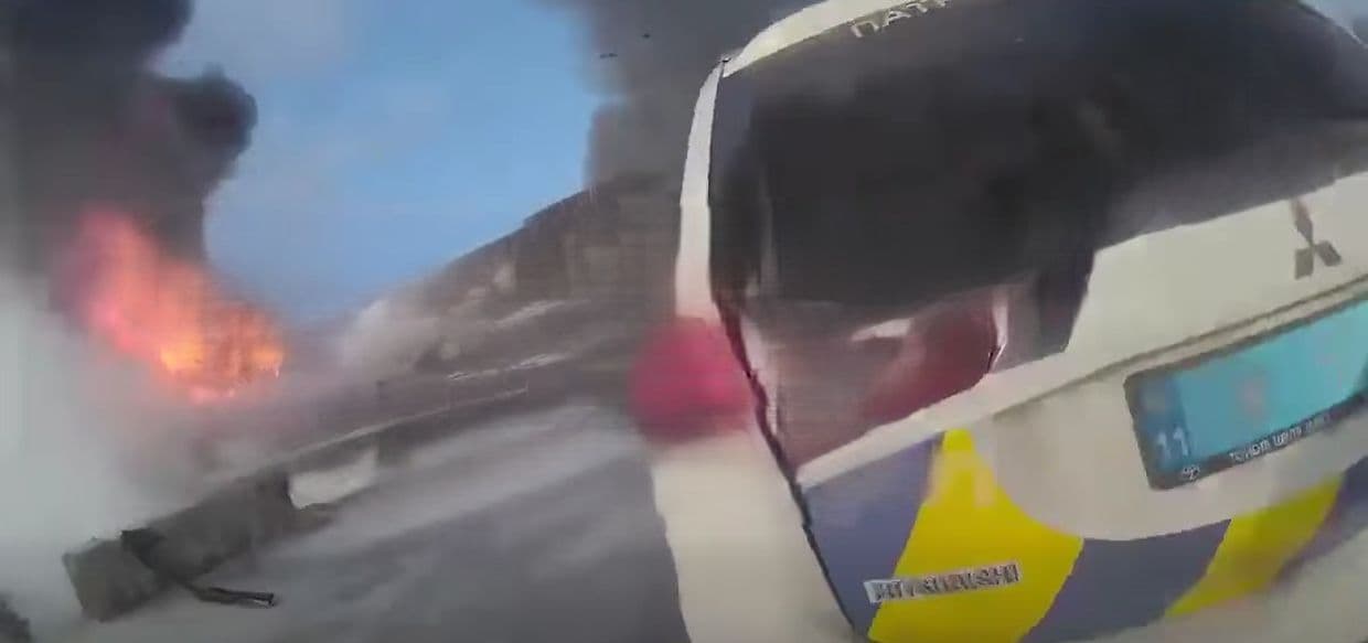 Скриншот з відео патрульної поліції Краматорська та Слов'янська