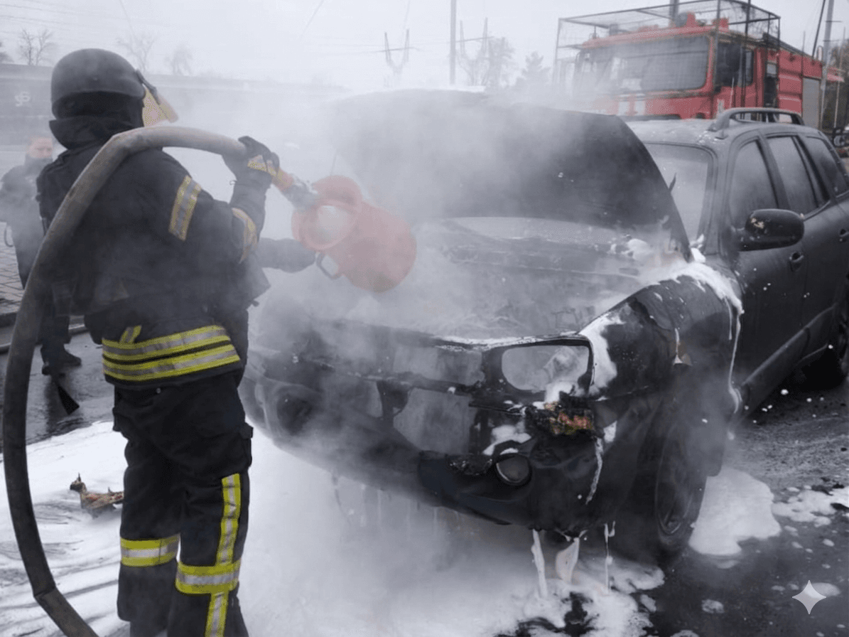 У Краматорську горів автомобіль 22 квітня 2026 року. Фото: ДСНС Донеччини