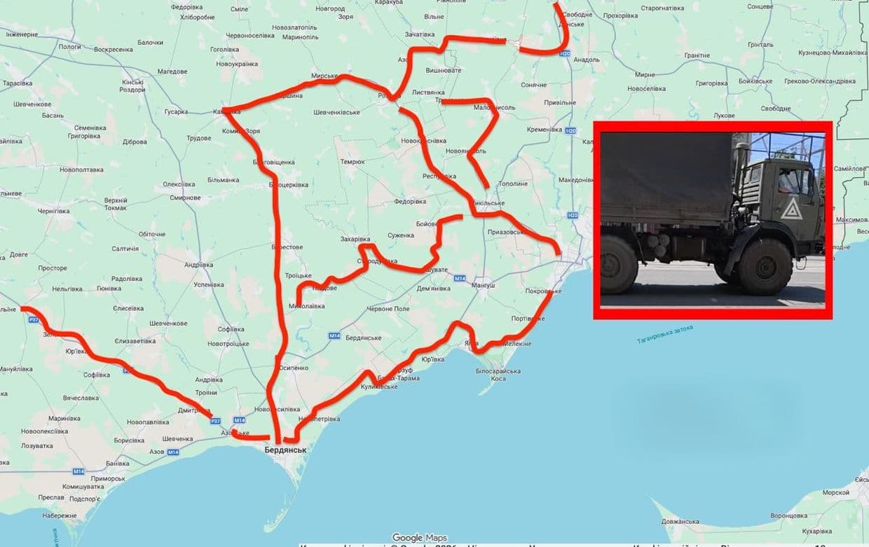 Логістичні шляхи російської окупаційної армії. Фото: Андрющенко Time