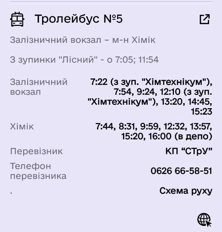 график троллейбуса, Славянск