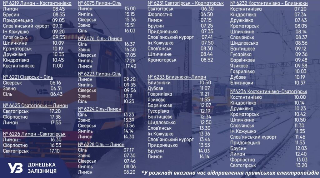 пригородные поезда на Донетчине