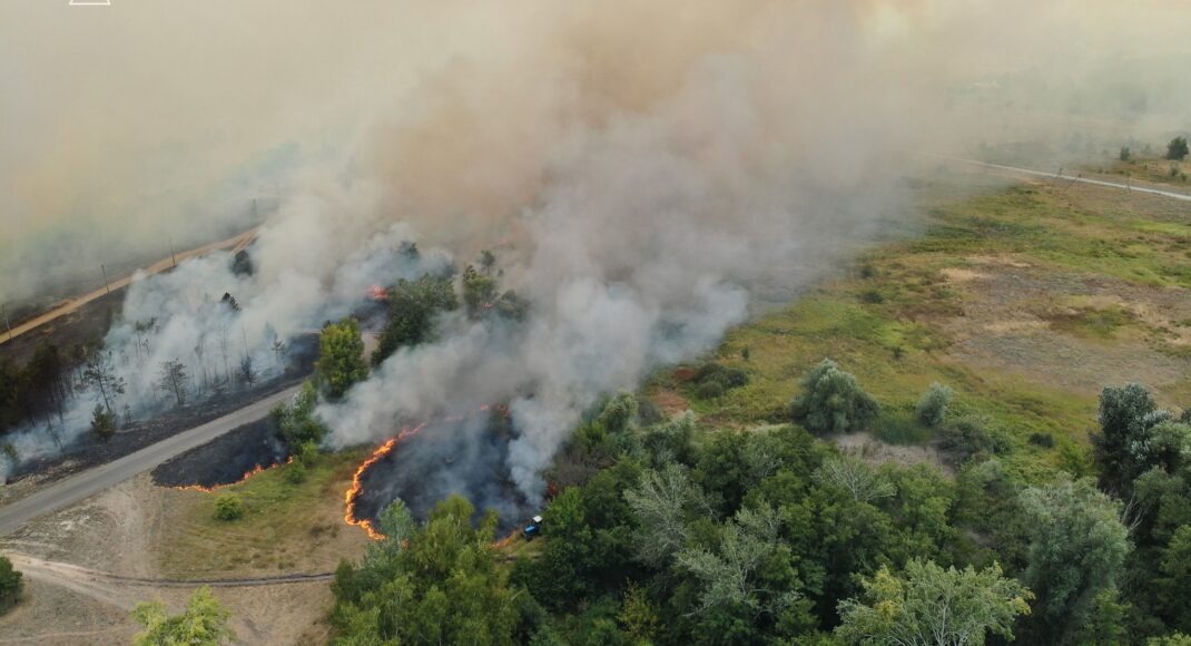На Лиманщині внаслідок ворожого обстрілу вирує лісова пожежа (фото)