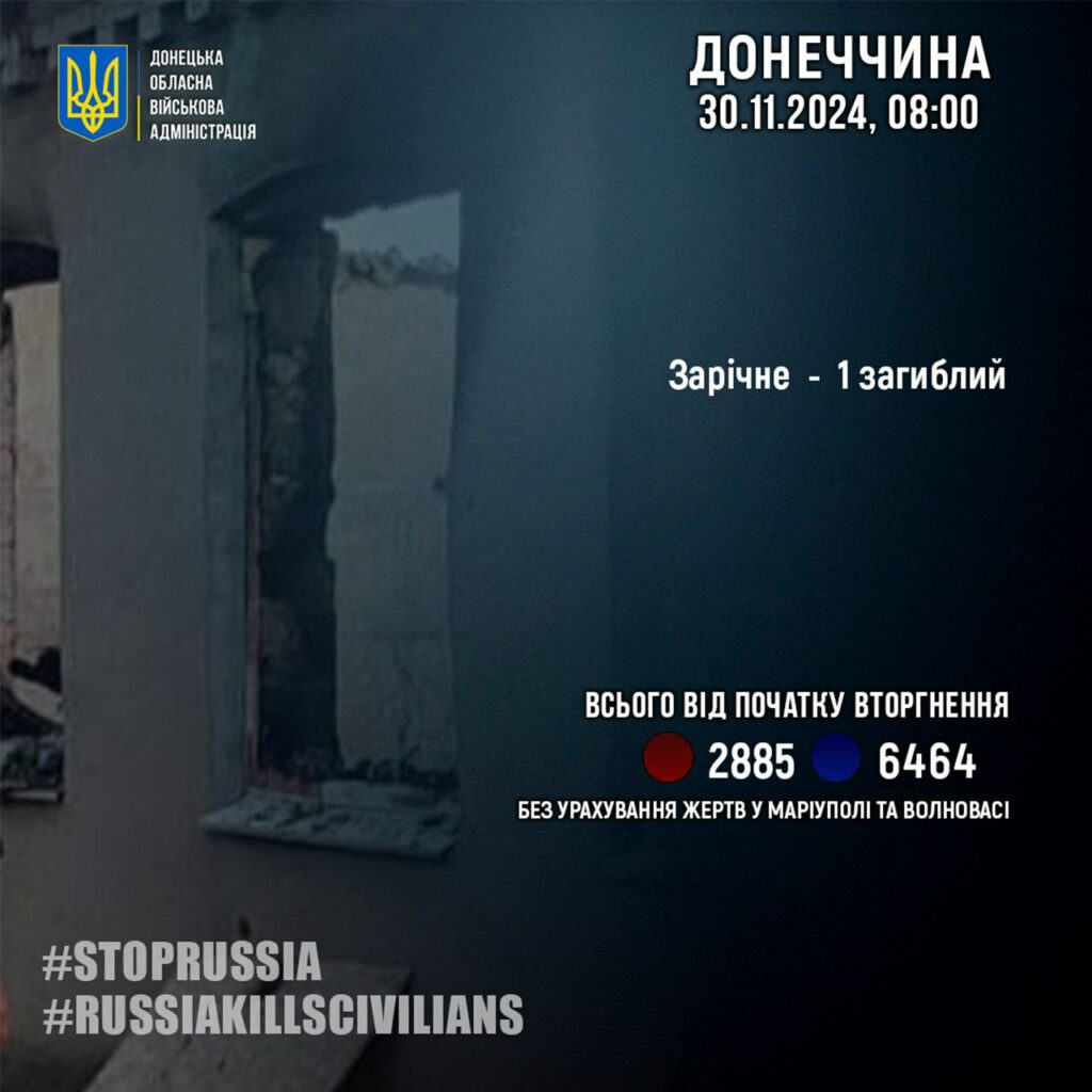Минулої доби росіяни вбили 1 жителя Донеччини
