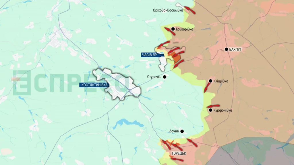 Карта боевых действий на Торецком направлении и во Временном Яру по состоянию на 30 января